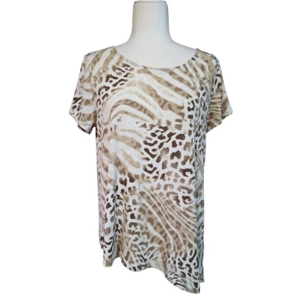 Chico's Tops - Chico's Short Sleeve Animal Print Top Size Medium